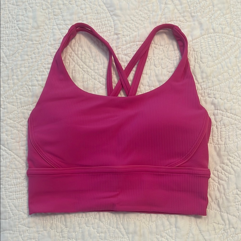 Lululemon Sonic Pink Longline Energy Bra Ribbed